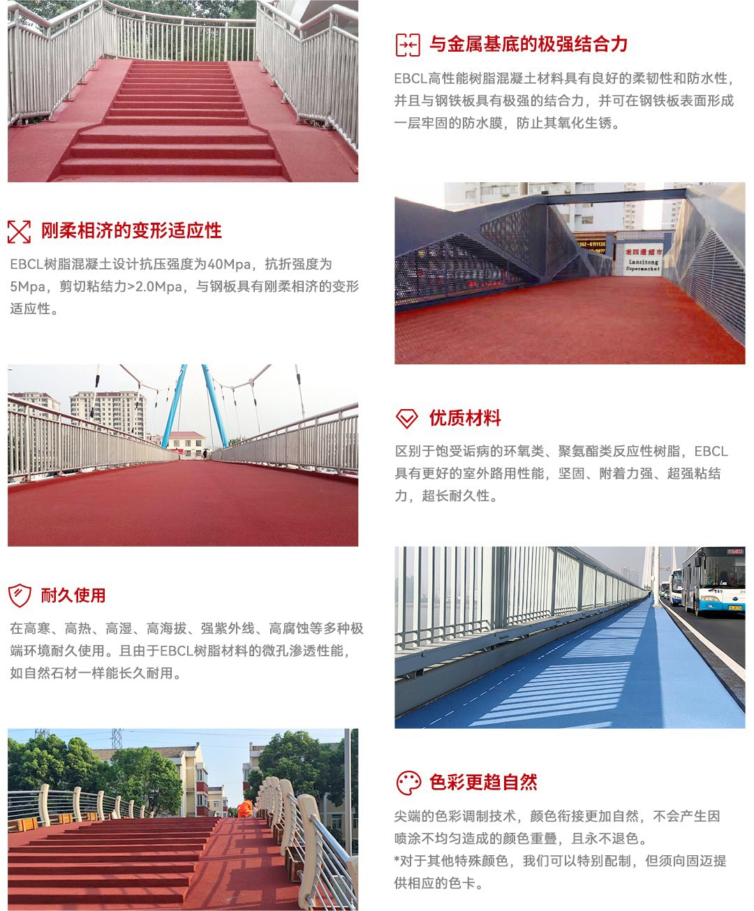 钢板桥彩色路面铺装系统_产品优势